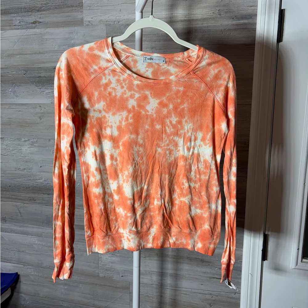Z Supply Women's Coral Tie-Dye Long Sleeve Top 1028